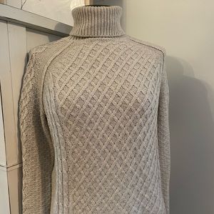 VINCE turtleneck cable knit sweater white cream wool blend XS